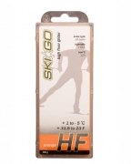 Парафин с высоким содержанием фтора SkiGo HF Orange +1°...-5°С